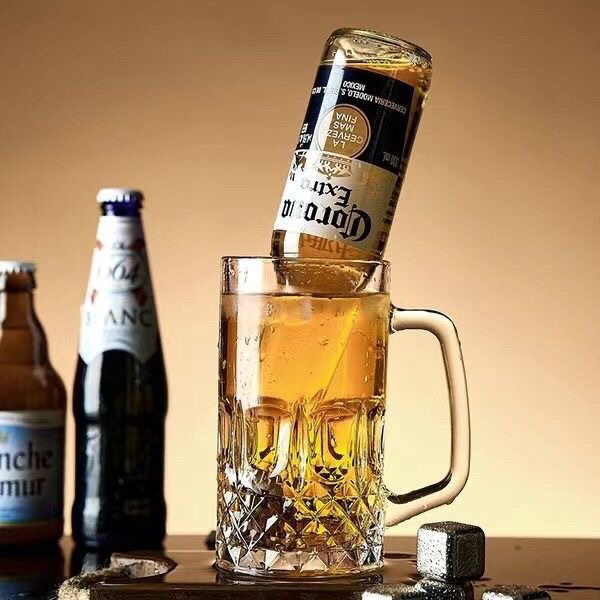 Taza de cerveza de 500ml taza de cerveza de bar comercial taza de agua de gran capacidad de espesamiento con taza de vidrio doméstica
