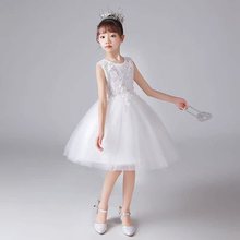 公主舞蹈幼儿表演六一儿童演出服合唱礼服蓬蓬裙白色纱裙钢琴女童
