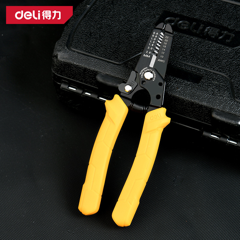 得力工具 6.5寸多功能带刃口电线电缆手动电工便携式剥线钳剥皮器