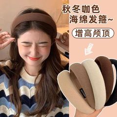 スター風黒色スポンジハイヘアバンド レディース 秋冬ヘアアクセサリー ヘアバンド ヘアゴム 丸顔向け