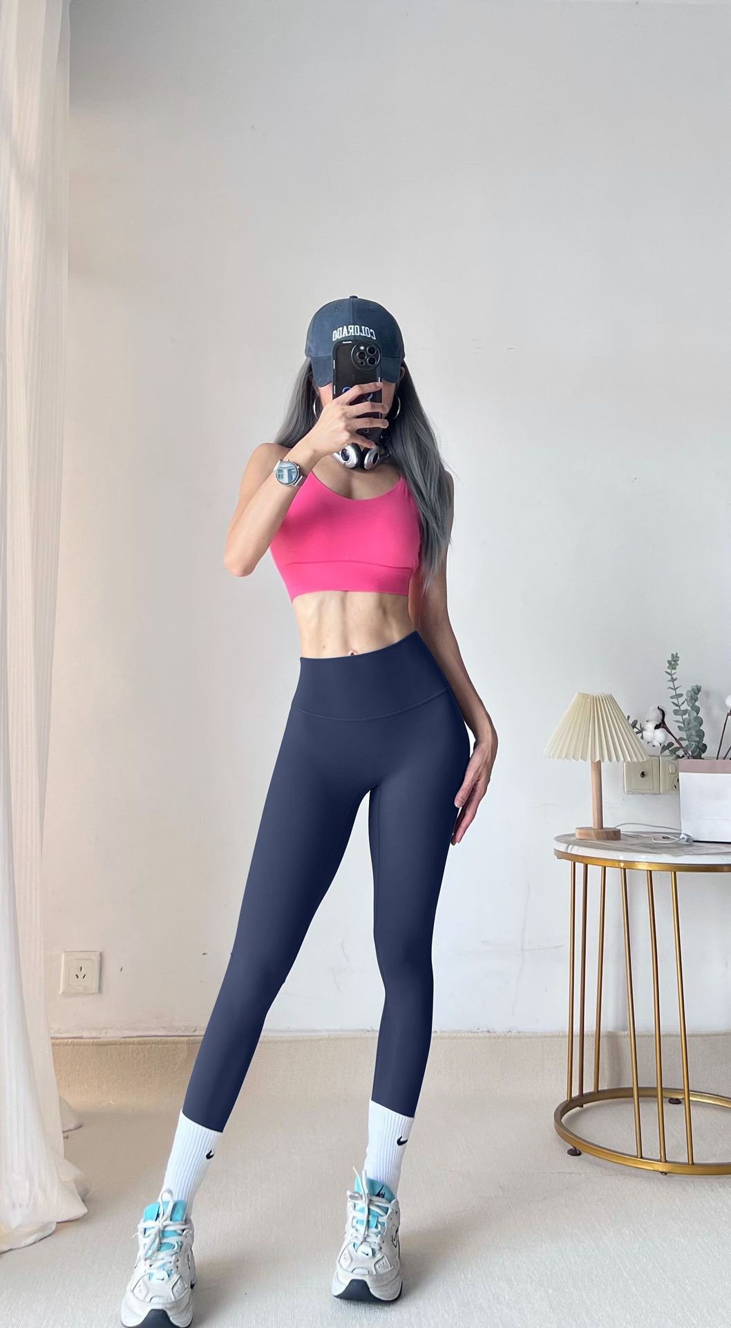 Primavera y otoño pantalones de yoga secado rápido cintura alta sin líneas embarazosas leggings de yoga entrenamiento deportivo pantalones de nueve puntos