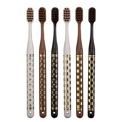 Dijiu Soft-bristled Premium Toothbrush Light Luxury Adult Bronzing Small Brush Head Toothbrush Gift Box Set 6 Pack