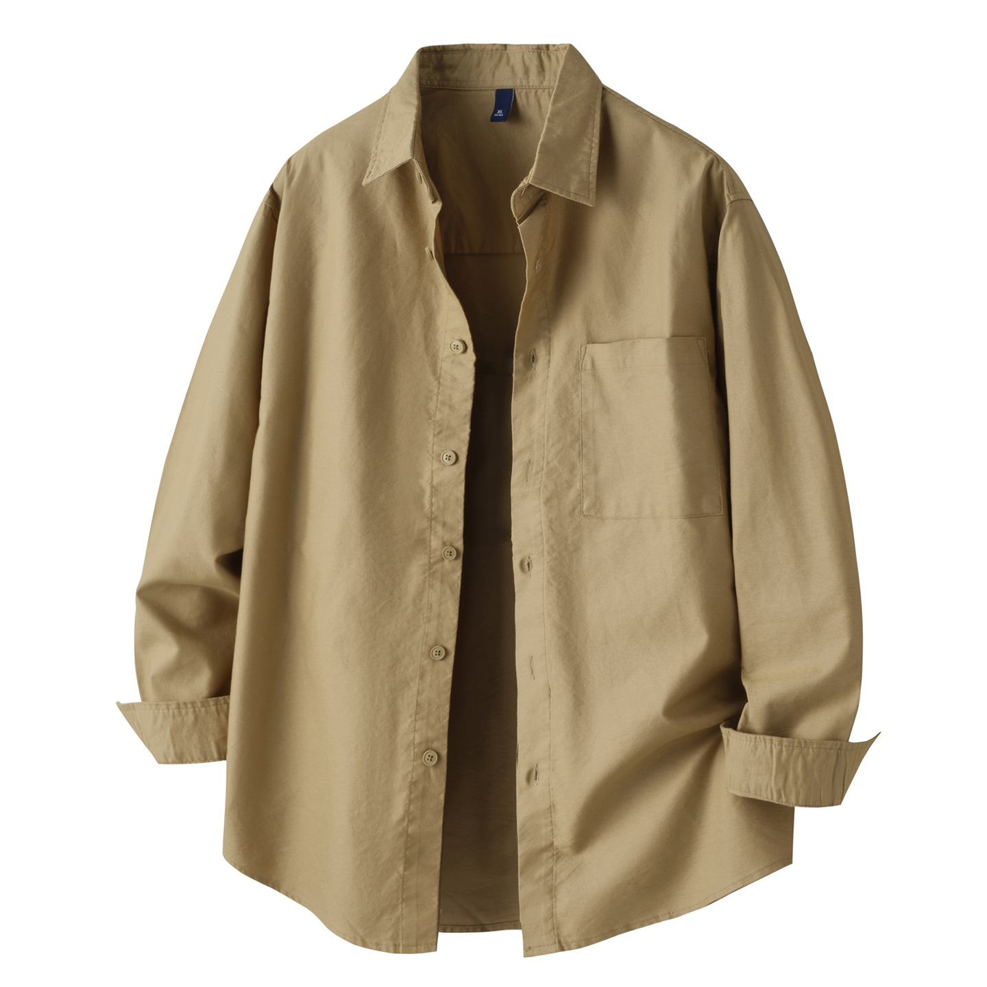 新款T740春秋款日系复古男士宽松牛津纺纯棉衬衫休闲美式百搭衬衣