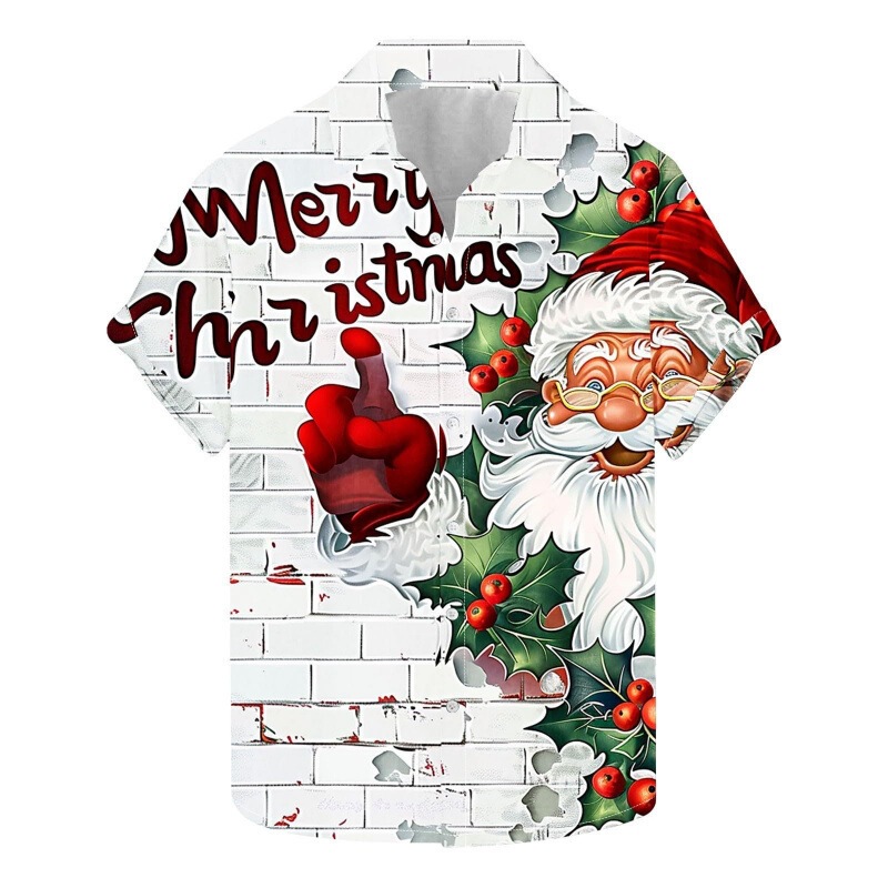 New Christmas Elements 3D Digital Printing Large Size Men's Casual Shirts Factory Direct Sales Pod