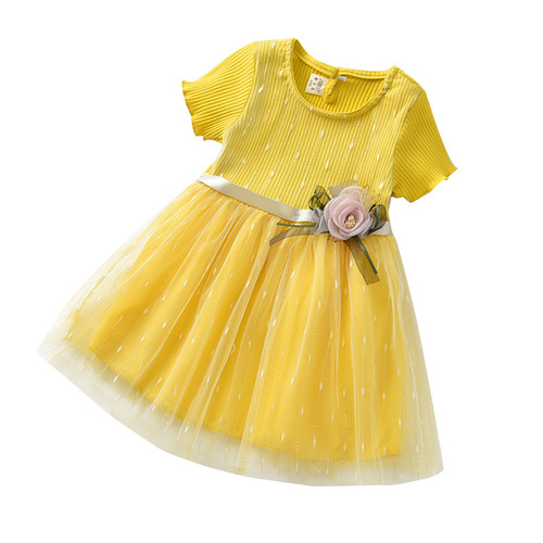 Ladies' Summer New Children's Dress Short Sleeve Korean Version Net Princess Dress Baby Girl Stylish Skirt