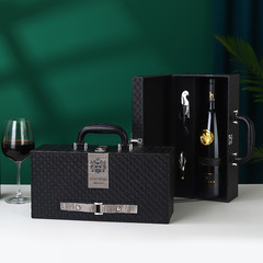 新品紅酒盒單支禮盒包裝盒大號紅酒皮盒單只酒盒批發葡萄酒盒