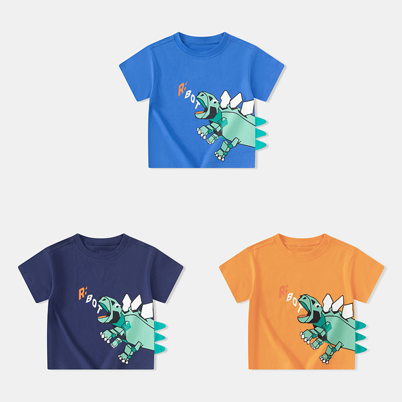 Betop Douyin ropa para niños versión coreana de la nueva camiseta de manga corta para niños niño bebé dinosaurio ropa de moda camisa de fondo