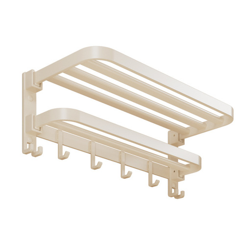 Cream style towel rack bathroom punch-free space aluminum bathroom storage rack bathroom wall-mounted towel rack