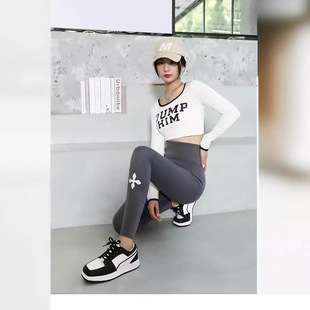 Shark Pants Summer Outer Wear European Black Leggings Women's High Waist Hip Slim Yoga Pants Barbie Pants Sports Pants