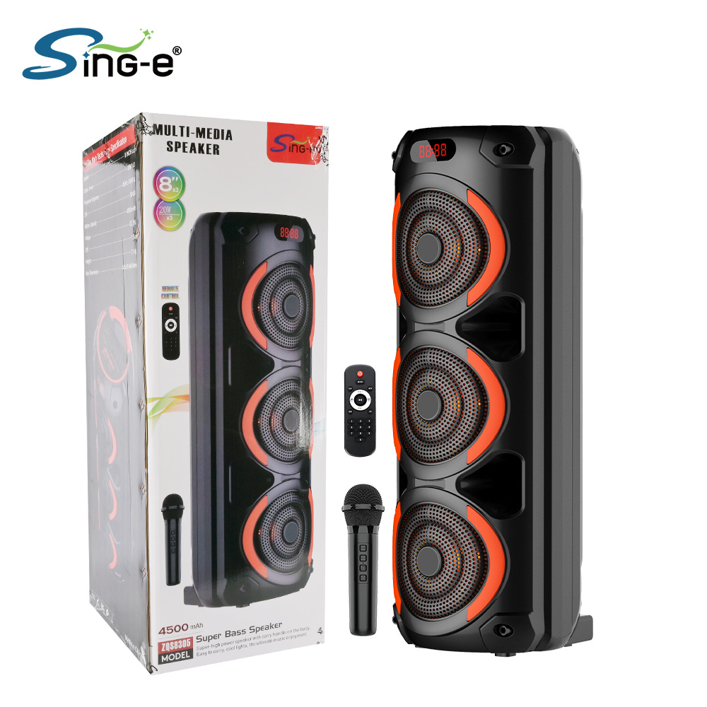 Sing-e ZQS8305 Bluetooth Speaker Three 8-inch Big Speaker Floor High Power Outdoor Home K-song Big Sound