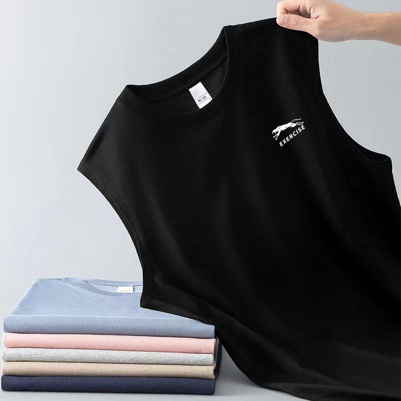 2026 camiseta de estilo de Hong Kong tendencia camiseta sin mangas camiseta de hombro camiseta de cuello redondo chaleco de ejercicio de secado rápido hombre