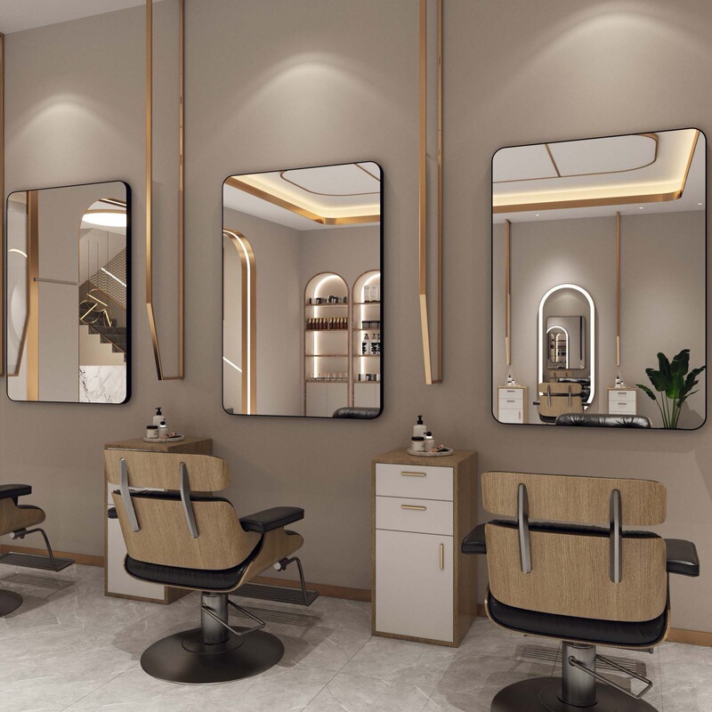 Barber shop mirror, salon-specific wall-mounted mirror for hair cutting, perming, dyeing, and makeup, no-drill required, light luxury makeup mirror Barber shop mirror, salon-specific wall-mounted mirror for hair cutting, perming, dyeing, and makeup, no-drill required, light luxury makeup mirror