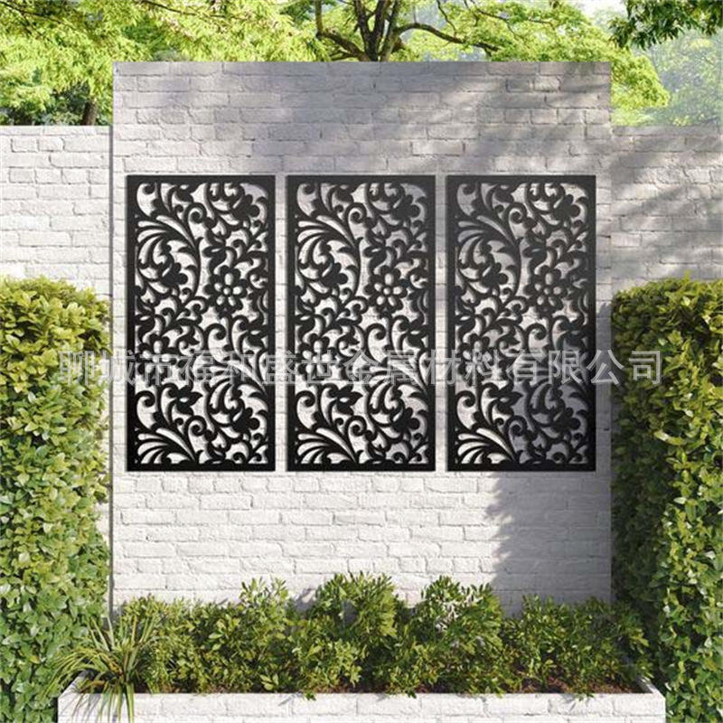 Carved Panel Cnc Cutting Art Fence Courtyard Fence Privacy Guardrail Outdoor Screen Partition Galvanized Background Wall