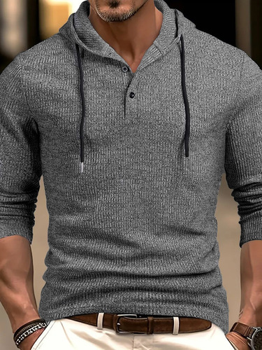 Men's Autumn/Winter Casual Sport Long Sleeve Hooded Sweatshirt with Drawstring