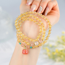 批发天然黄发晶柿柿如意三圈手链新中式原创多圈财运手串网络爆款
