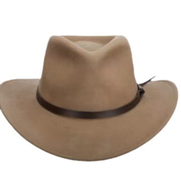 Cappello in feltro di pura lana con decorazione in pelle alla moda_voghion.com