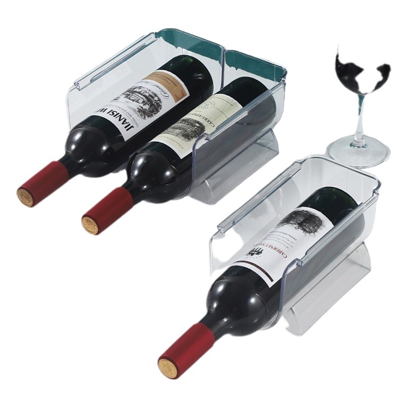 Transfronterizo transparente estante del vino del animal doméstico apilable vino extranjero de plástico estante de exhibición botella de vino estante de almacenamiento de refrigerador