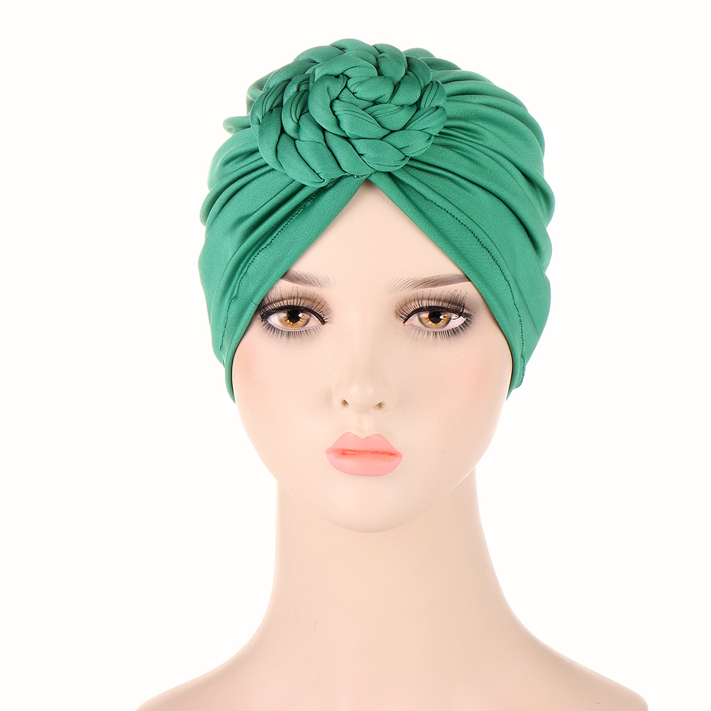 Cappello turbante a torsione di lumaca Cappello piccolo Baotou in tinta unita Cappello turbante con fondo alla moda_voghion.com