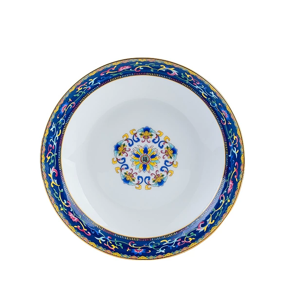 Gold-painted sapphire blue enamel 4-inch flavor plate single