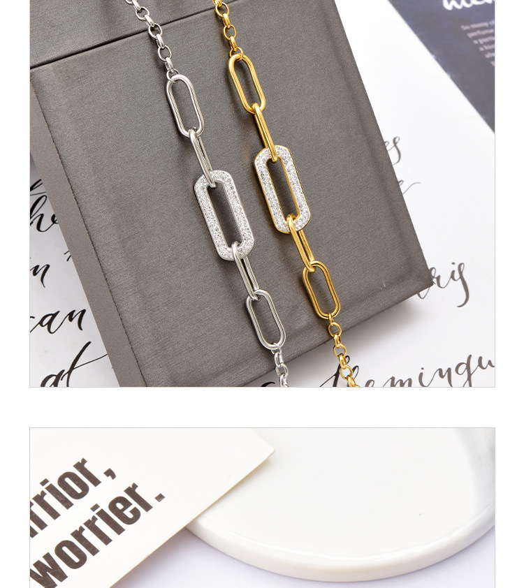 Fashion Geometric Titanium Steel Rhinestone Bracelets display picture 2