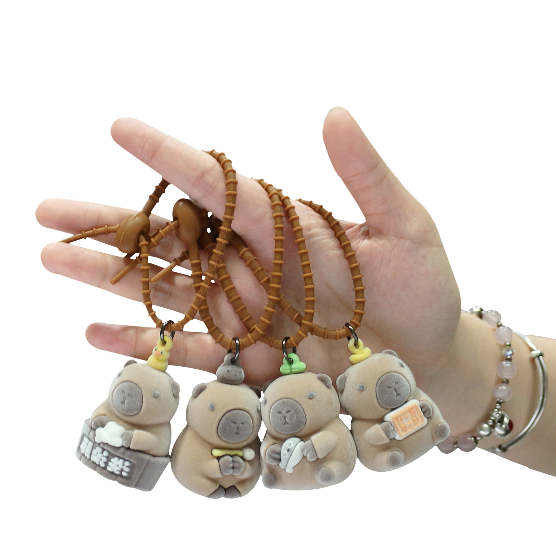 Explosiones transfronterizas flocado nutria llavero de caricatura tridimensional muñeca llavero colgante llavero de bolso