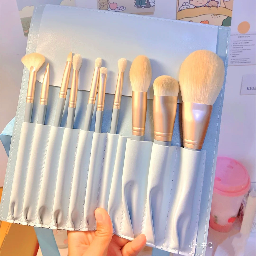 Набор кисточек для concealer мягкий — полный набор кистей для макияжа, несколько цветов, 9–13 шт с косметичкой