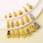 18k包金保色星月紫檀金刚三通铜镶锆石佛塔念珠佛头塔帽塔头配件