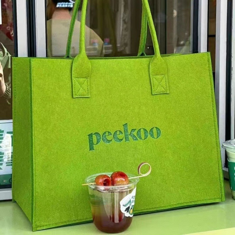 毛毡袋上课外出托特包女绿色大容量人民邮政文创周边手提可加lo