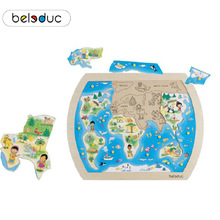 贝乐多Beleduc儿童抓手拼图-同一个世界幼儿早教益智玩具木质拼板