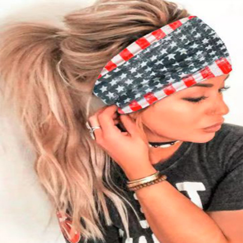 Hijab Summer Women's European and American New Elastic Sweat Yoga Sports Headband Fashion Printed Craft Hairband Wholesale