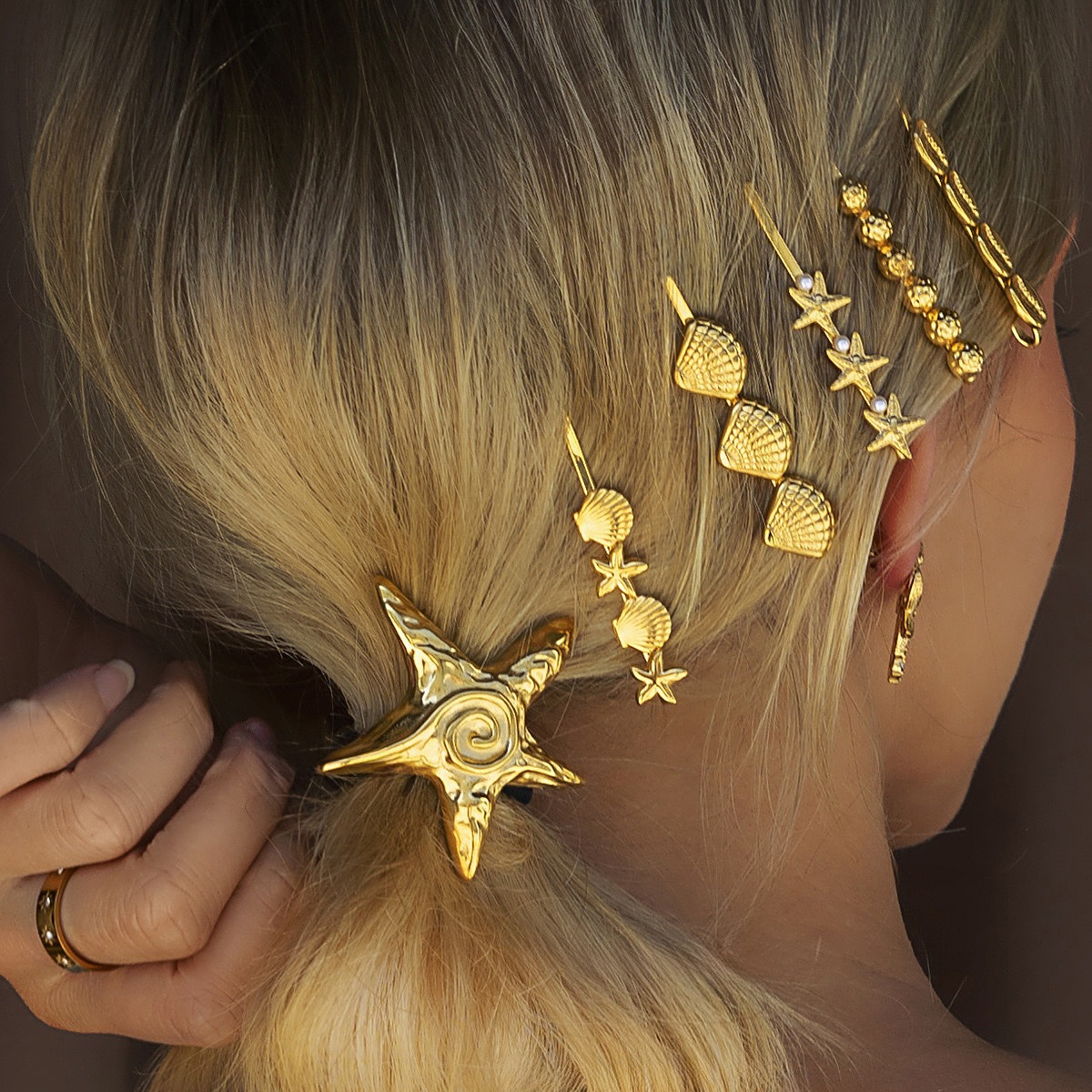 14g Weight Hair Clip Hair Accessories Type 1 Piece Quantity Holiday, Street Occasion Alloy Material Starfish, Flower, Shell Pattern All Seasons Season Women's Gender IG Style, Sweet Style IG Style Sweet Women's Starfish Flower Shell Alloy Hair Clip 4