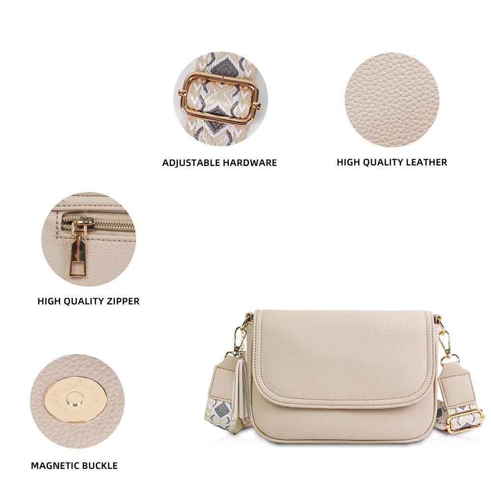 Solid Color Pattern Women's Medium Pu Leather Solid Color Classic Style Square Flip Cover Square Bag