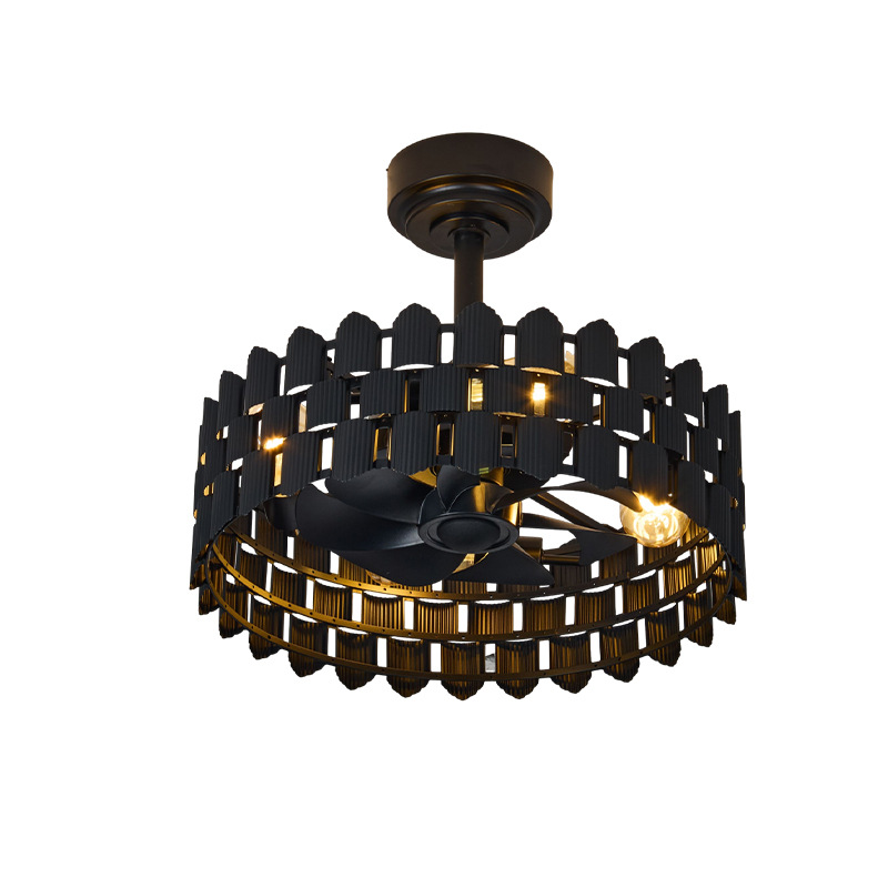 Ventilador de Techo con Luz de Cobre y Metal con Control Remoto de Frecuencia Variable para Sala de Estar y Dormitorio