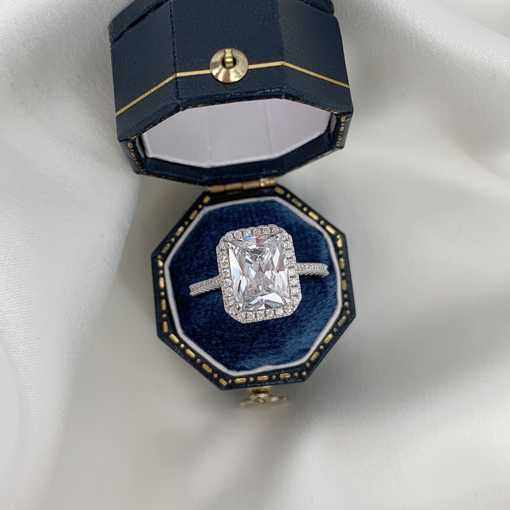 Fashion Geometric Sterling Silver Inlay Zircon Rings 1 Piece