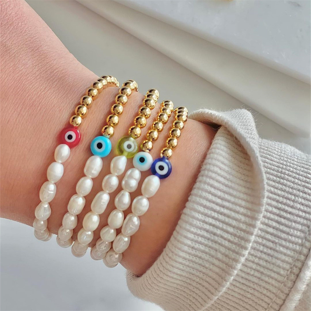 Fashion Devil's Eye Gold Plated Soft Clay Wholesale Bracelets display picture 1