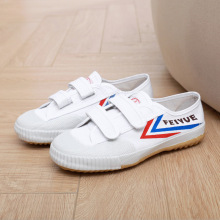 武术田径鞋飞跃男女体操帆布鞋学生体考训练小白鞋魔术贴软底防滑