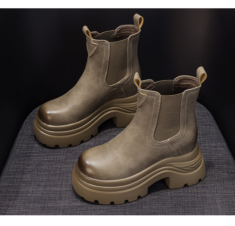Boot Martin đế dày tăng chiều cao nữ phong cách Anh dáng ống khói — M2671-1 vàng lót nhung, M2671 một lớp màu đen, M2671 kaki một lớp bên trong, M2671-1 màu đen lót nhung chi tiết 23