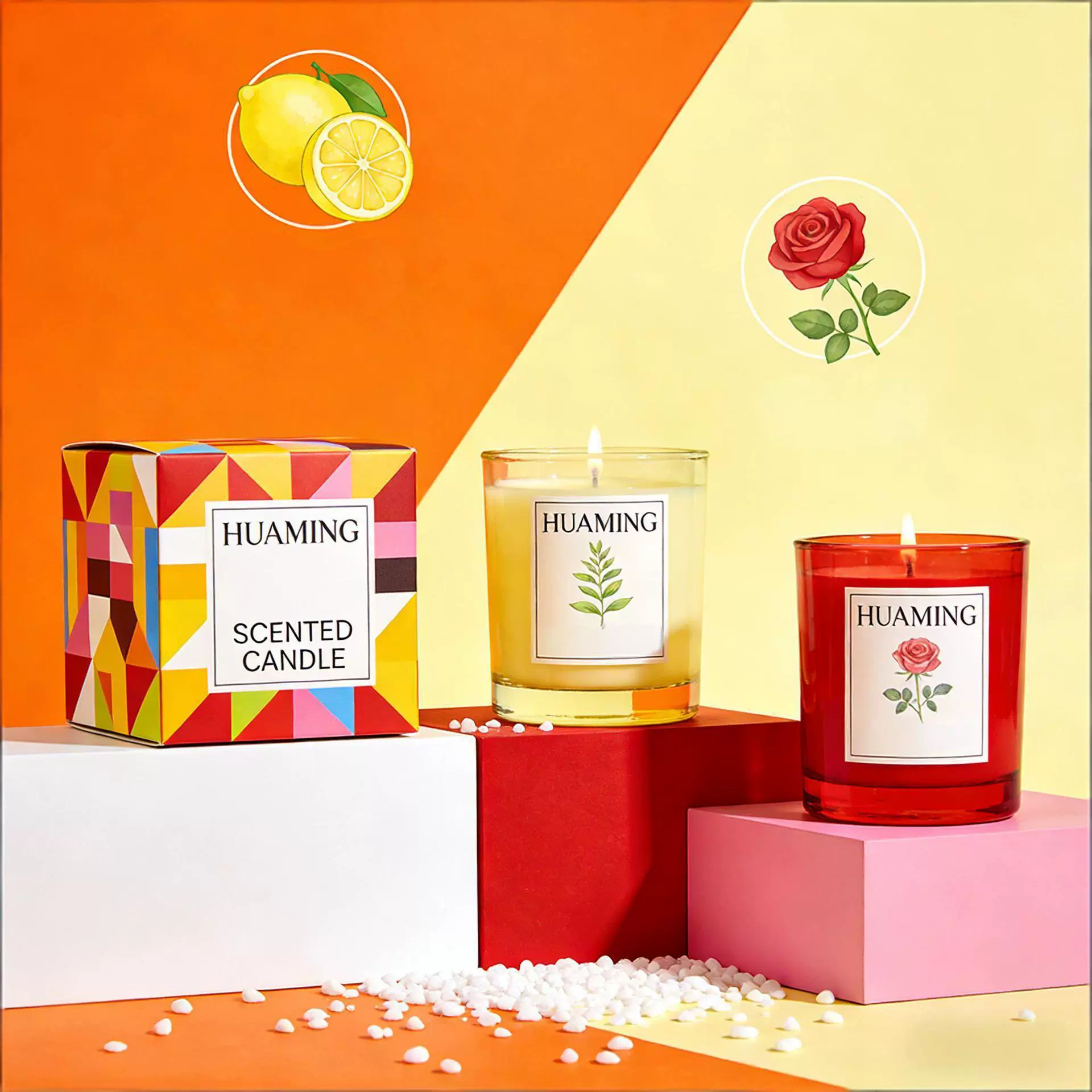 跨境春季新品创意香薰蜡烛定制大豆蜡炫彩包装生日礼物母亲节蜡烛