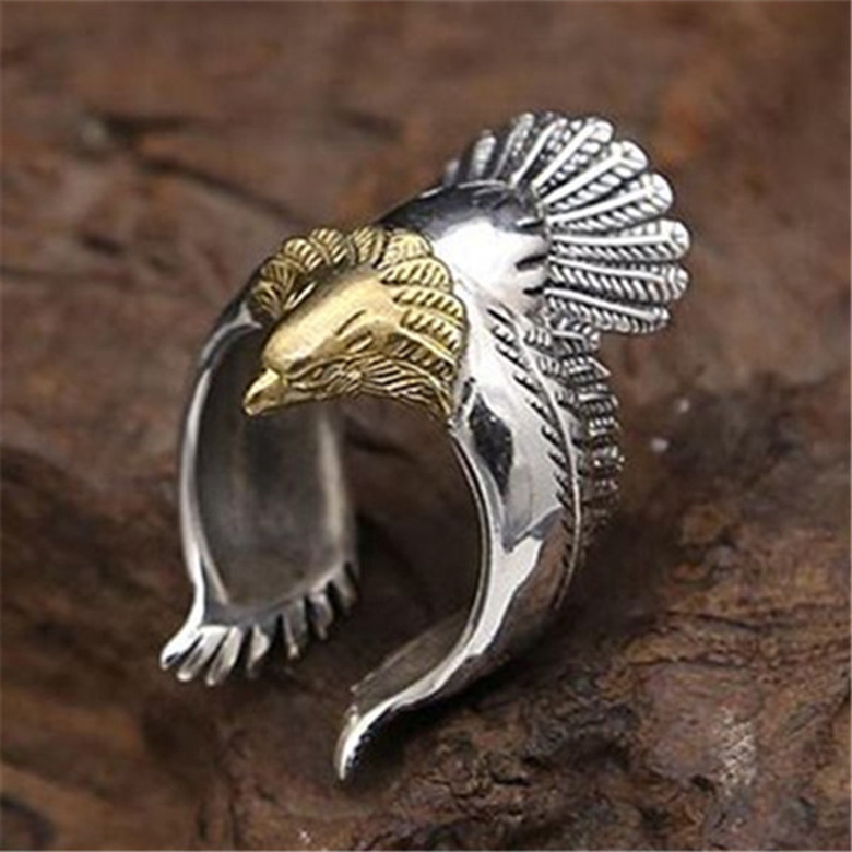 Retro Punk Cross Eagle Dragon Alloy Plating Men's Open Ring display picture 3