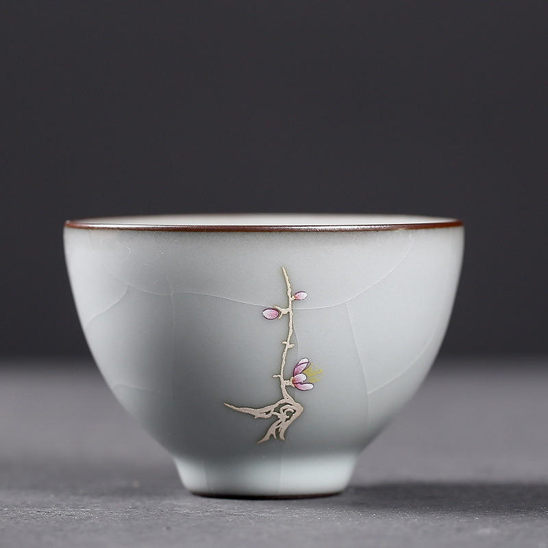 Horno oficial celadón taza de té de cerámica solo maestro taza individual pieza abierta nutritiva taza de té Kung Fu juego de té taza