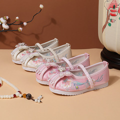 漢服繡花鞋女童老北京布鞋民族風古裝刺繡鞋牛筋底兒童舞蹈鞋童鞋