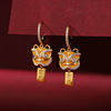 Birthday charm, earrings, enamel, silver 925 sample, tiger, wholesale