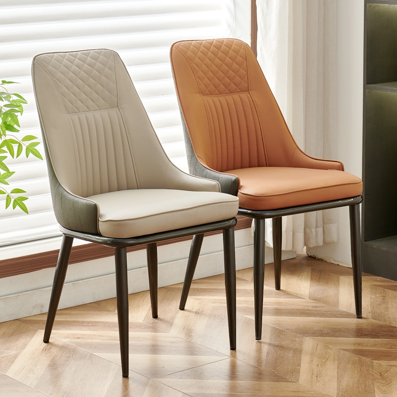 silla de comedor doméstica silla de lujo ligera silla de respaldo taburetes balcón sala de estar silla de comedor de cuero silla de comedor de metal silla de comedor