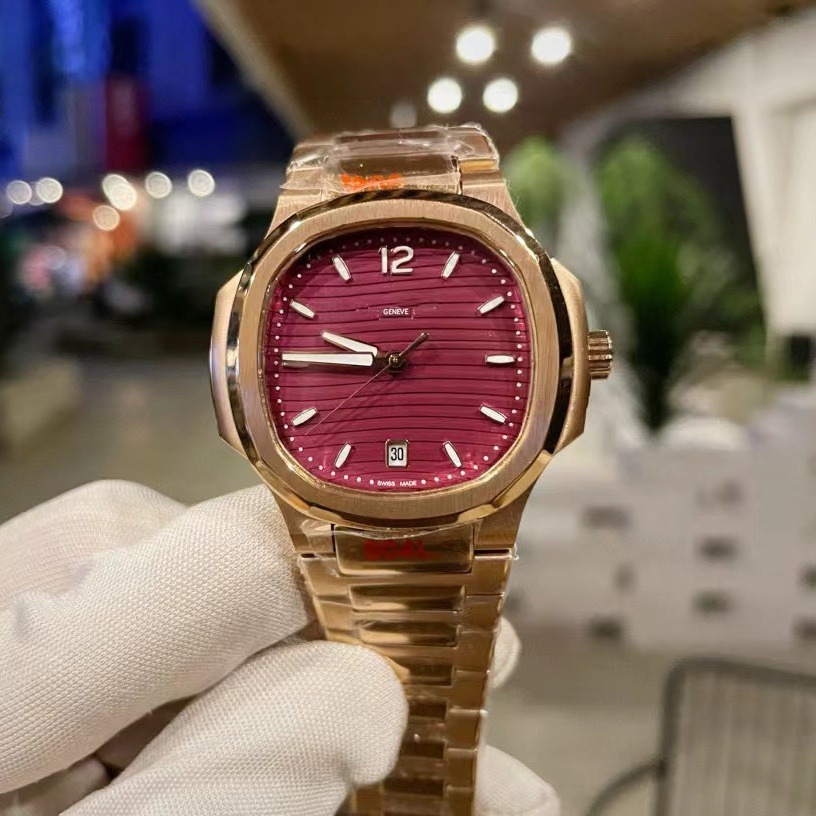 百达鹦鹉螺7118系列女表玫瑰金镶钻休闲瑞士防水石英女士手表代发