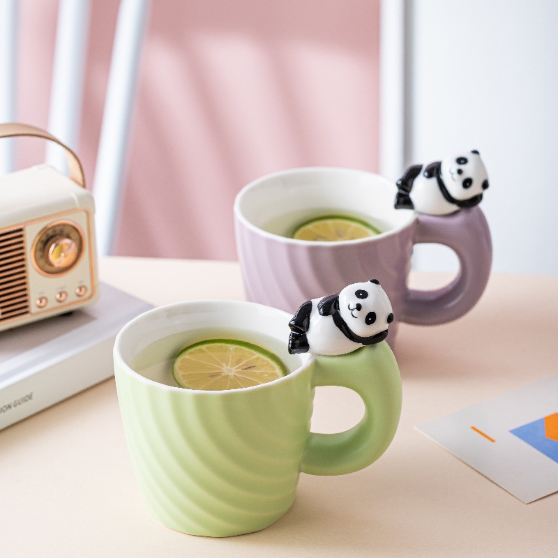 Taza de Cerámica Panda, Diseño Creativo, para Café/Leche, Hogar y Oficina, Regalo Original