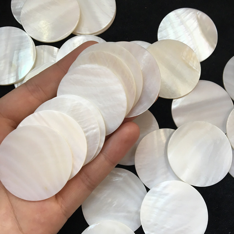 Factory sales 40mm freshwater shellfish double flat all white non-porous disc diy jewelry accessories wholesale material bag