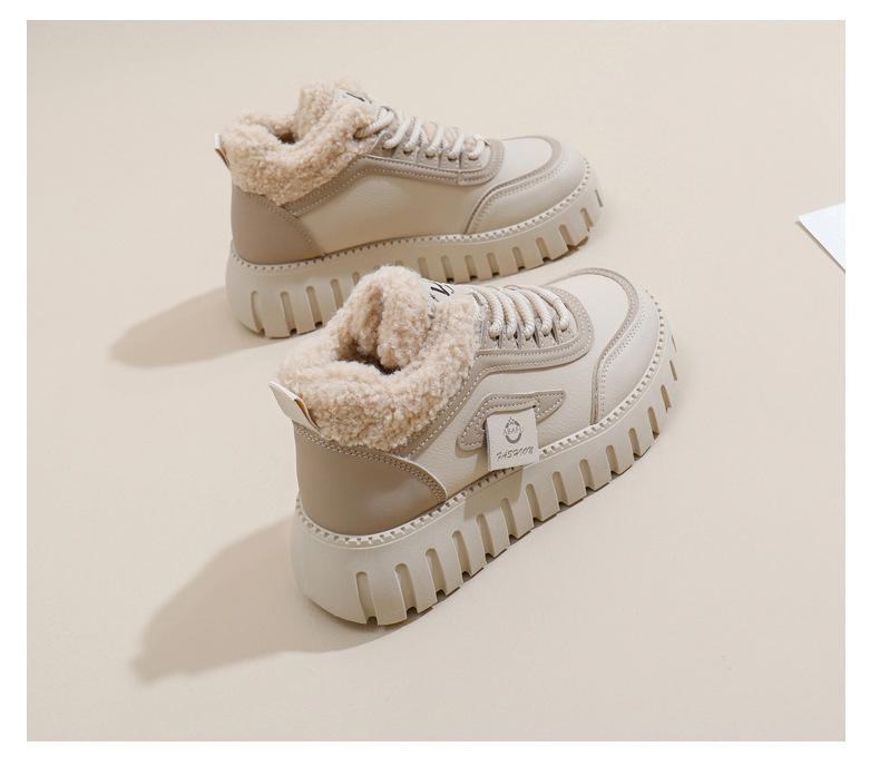 Stivali da neve alti in velluto invernale per studentesse, scarpe calde casual con plateau, scarpe di cotone_voghion.com