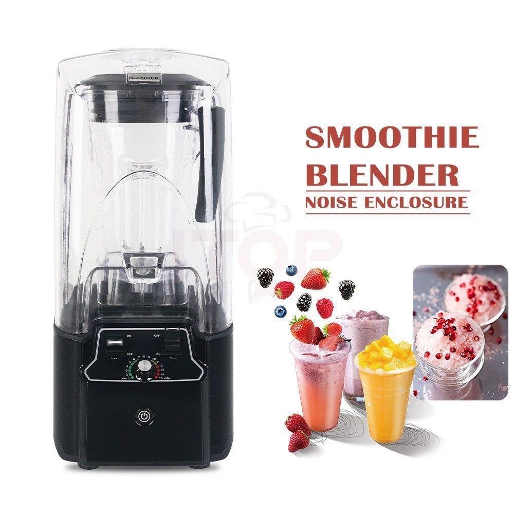 Máquina comercial de batido de gran capacidad de 2L, aislamiento acústico, trituradora de paredes de frutas y verduras, botón mecánico de batido, batido automático multifuncional