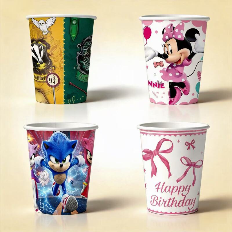 New cross-border children's cute cartoon-themed disposable birthday party paper plates, napkins, paper cups, and tableware decorations New cross-border children's cute cartoon-themed disposable birthday party paper plates, napkins, paper cups, and tableware decorations
