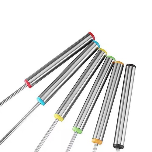 Six-piece set of fruit forks, stainless steel multi-color skewer tools, hot pot picks, dessert forks, outdoor barbecue forks, hot pot spicy